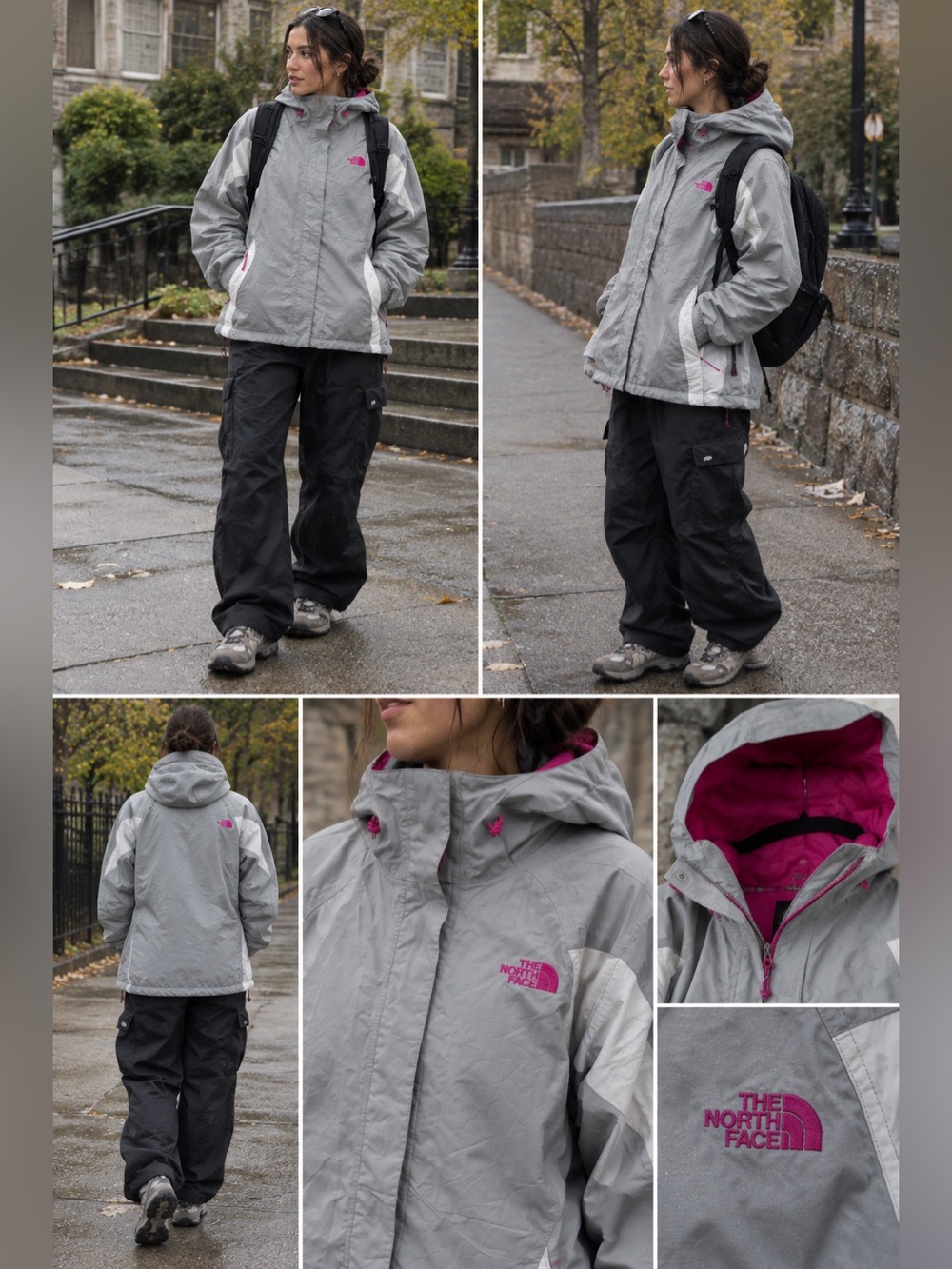 The North Face Grey & Pink Hyvent Jacket